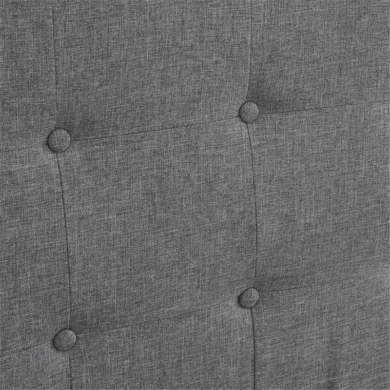 Button Tufted Woven Mid Century Bed Frame with Headboard, Wood Slat Support, No Box Spring Needed, Platform Bed Frame