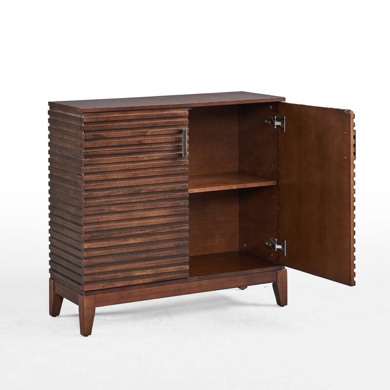 Morden Fort Wood Sideboard Storage Buffet Cabinet with 3D Stripes Doors