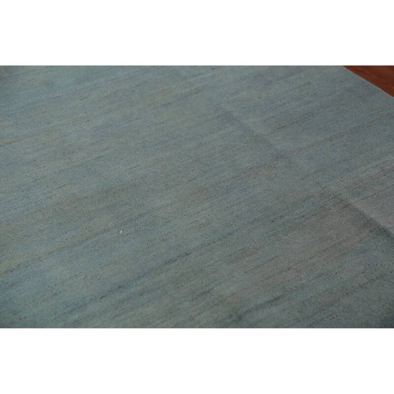 Aqua Blue Modern Gabbeh Oriental Area Rug Handmade Wool Carpet - 6'7" x 9'6"