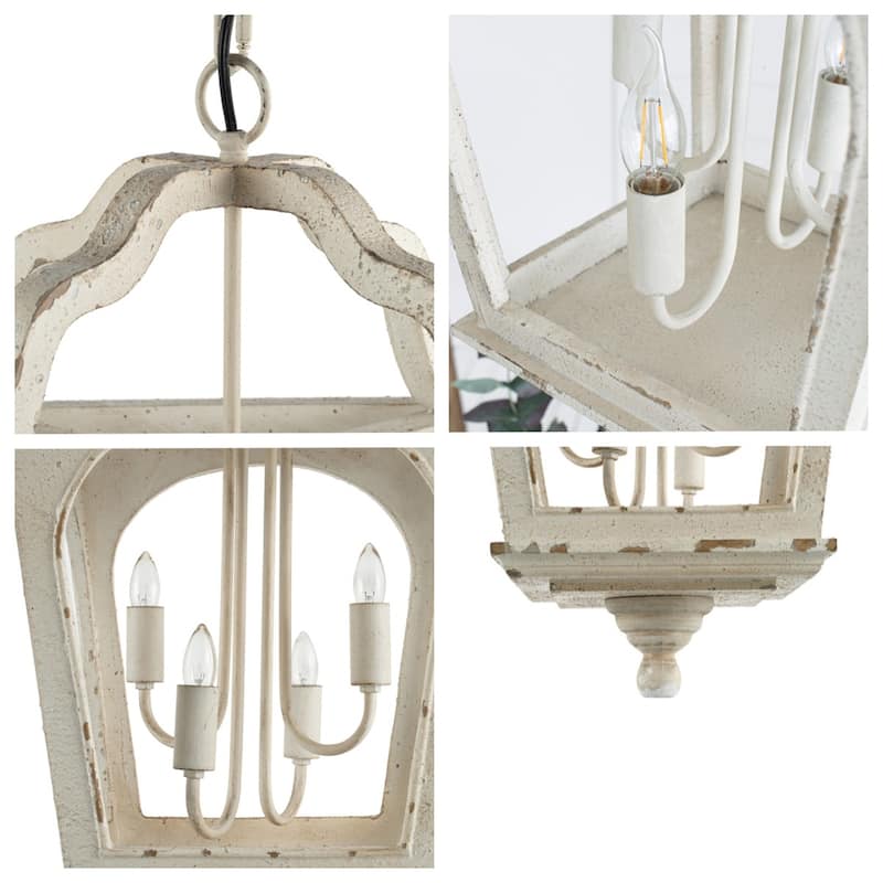 4 Light Wood Chandelier (Bulb Not Included)