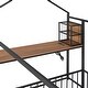 preview thumbnail 33 of 36, Full Size Metal Bed with Desk, House Bed Frame with Shelves and USB Ports