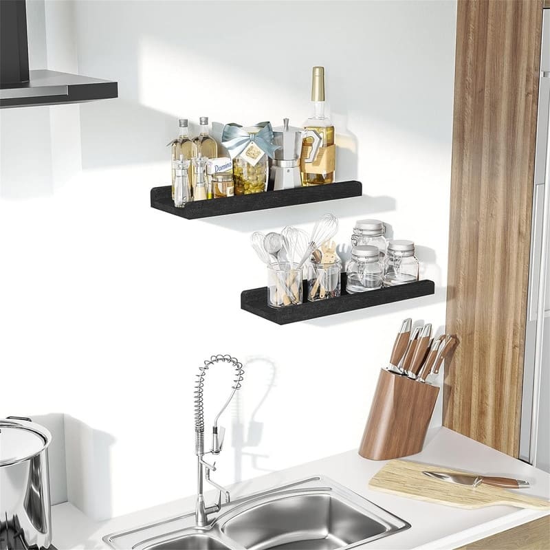 Floating Shelves Wall Mounted Set of 2 17 Inch - 17.2"D x 6.9"W x 2"H