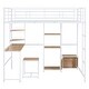 preview thumbnail 6 of 10, Full Size Metal Loft Bed with Desk & Stool, Open-Style Wardrobe, White