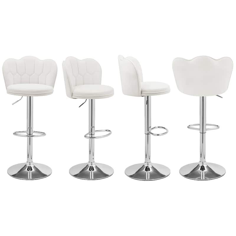 VECELO Set of 4 Barstools, Adjustable Bar Stools with Back, Velvet Armless Kitchen Stool