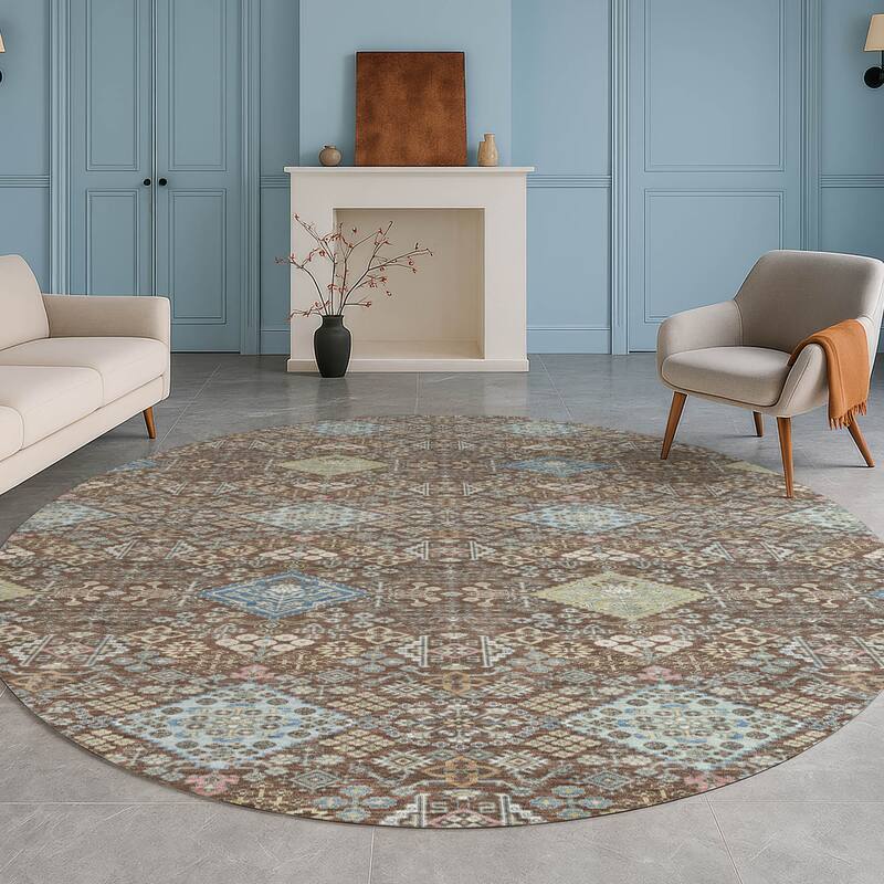 Machine Washable Indoor/ Outdoor Boho Panel Chantille Rug