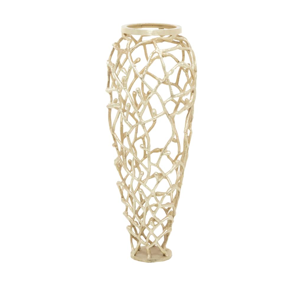 Aluminum Metal Cutout Coral Decorative Vase - Gold or Silver - Roche River Decor