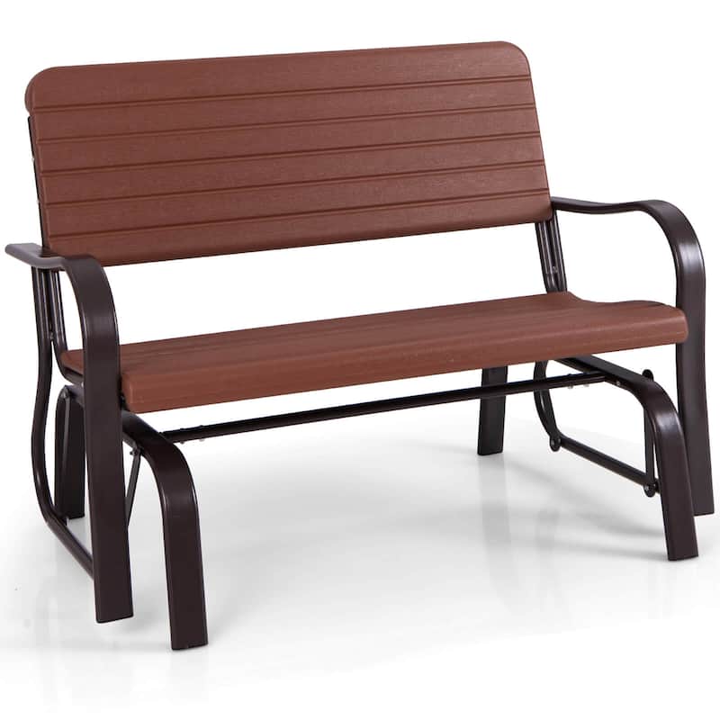 Costway Outdoor Patio Swing Porch Rocker Glider Bench Loveseat Garden - Brown