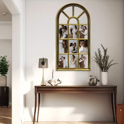 Gallery Distressed Arched Window Pane Wall Hanging Decorative Photo Collage Picture Frame