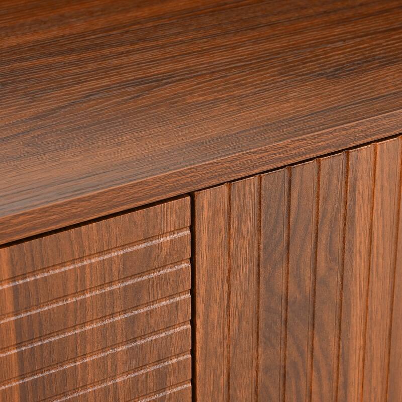 59.06" Modern Art Solid Wood Storage Cabinet with Iron Legs