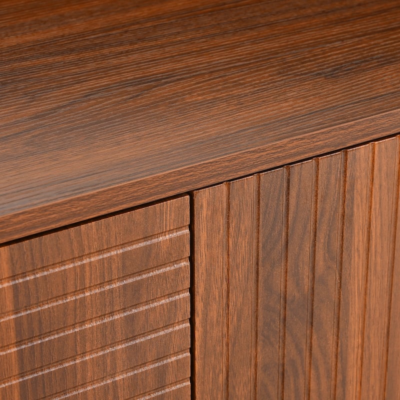 GDFStudio - Isolde MDF Geometric-Carved Mid-Century Buffet with Metal Legs