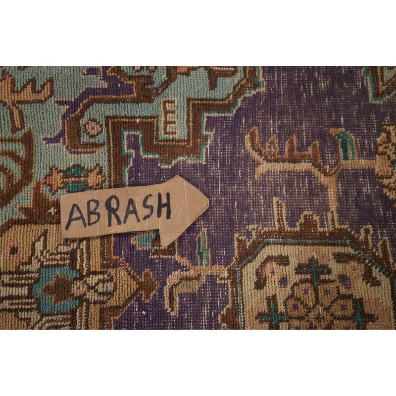 Distressed Purple Tabriz Persian Vintage Area Rug Handmade Wool Carpet - 6'0"x 9'2"