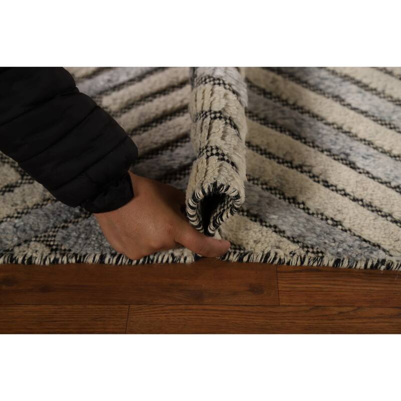 Geometric Moroccan Indian Rug Hand-Knotted Wool Carpet - 2'0"x 3'0"