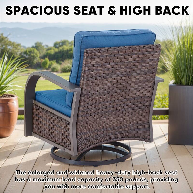 Outside Patio Swivel Chair Glider Chair with Ottomans