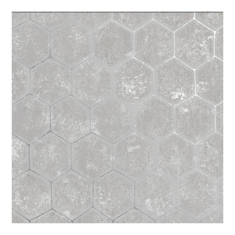 Brewster Starling Grey Honeycomb Wallpaper - 27.5 x 396 x 0.025