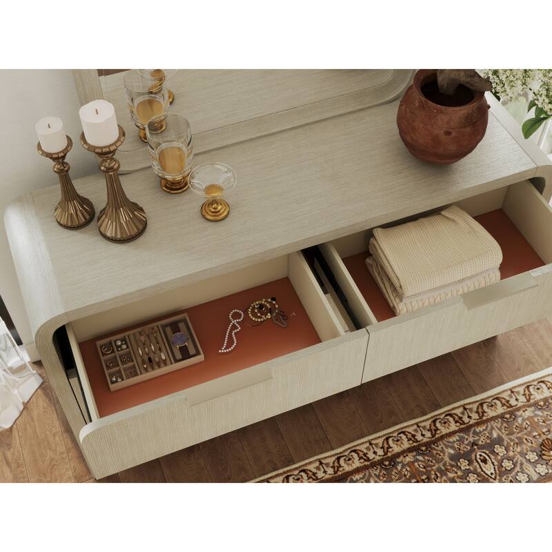 Roundhill Furniture Tavari 5-Piece Bedroom Set with Panel Bed, Dresser, Mirror, Nightstand, and Chest in Light Gray