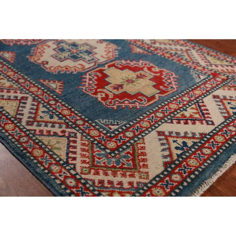 Blue Kazak Foyer Rug Oriental Handmade Wool Carpet - 2'7"x 4'2"