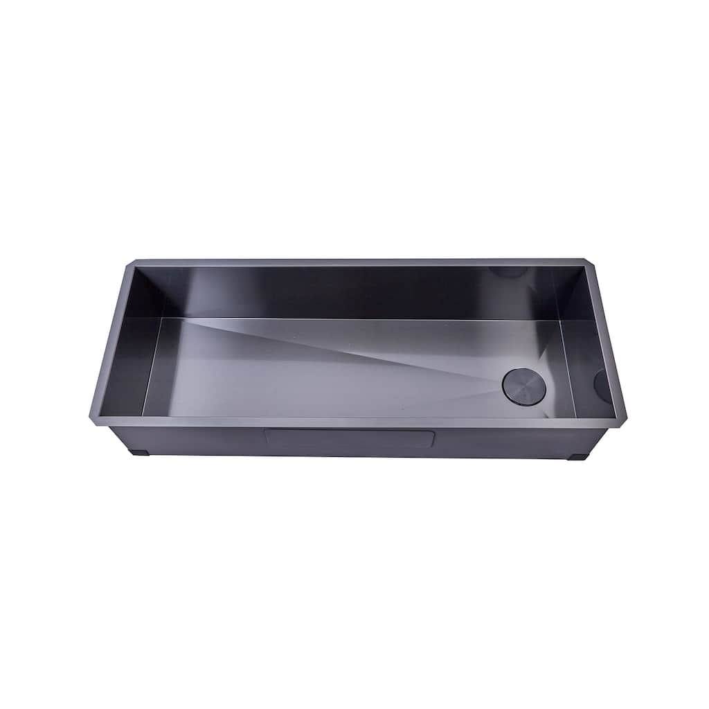 48-Inch Galaxy Black Undermount Single Bowl 16G Stainless Steel Kitchen Sink - 48-inch Galaxy Black