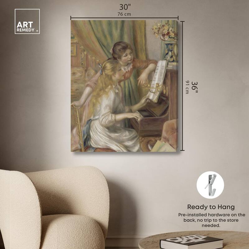 Young Girls at the Piano Canvas by Art Remedy, Gallery Wrapped