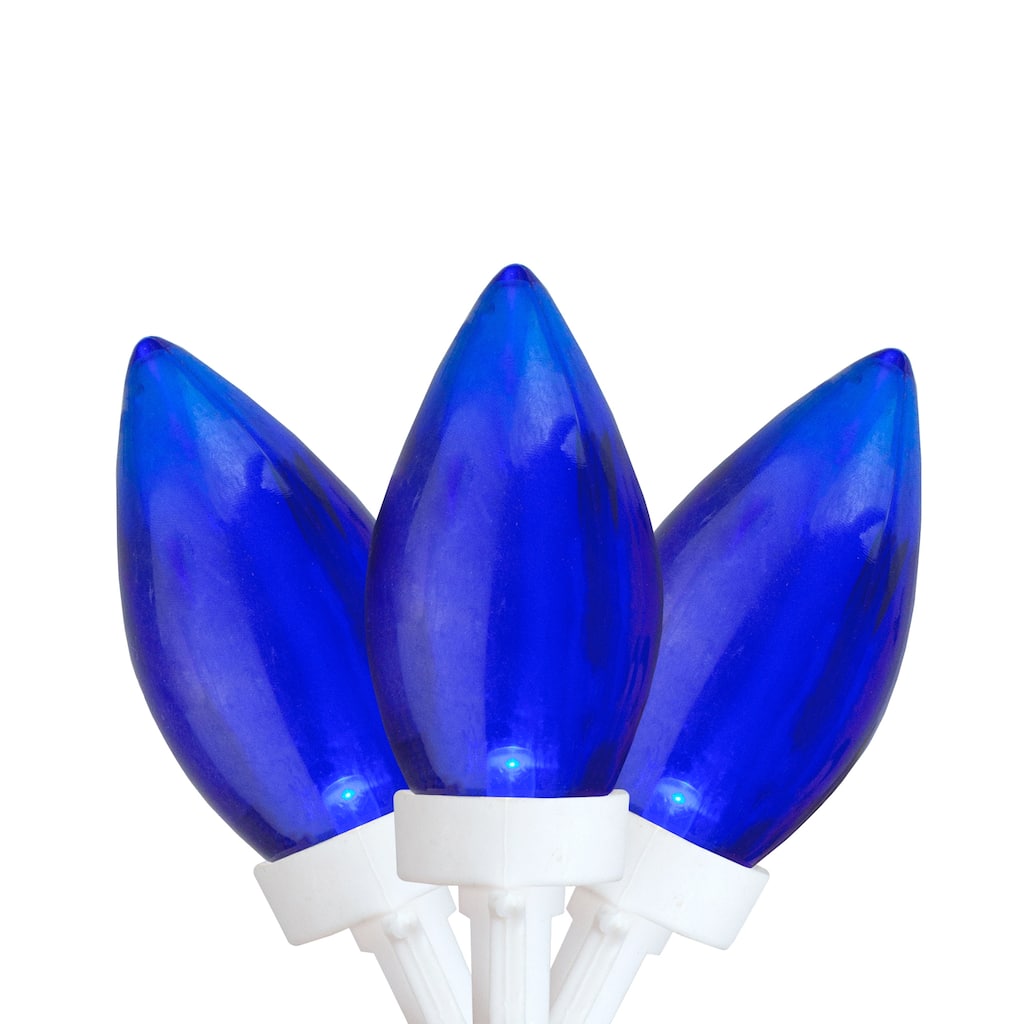 LED C9 Christmas Lights - Blue - 16' White Wire - 25ct