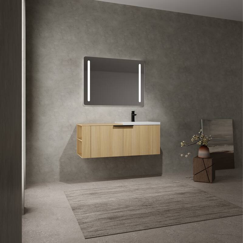 48" Oak Bathroom Vanity Sink Cabinet Set with Soft-Close Doors, Modern Bathroom Storage Solution