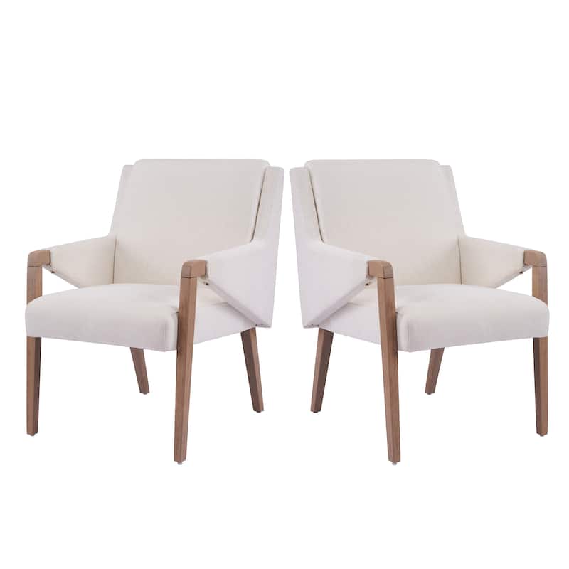 Christopher Knight Home - Set of 2 Mid-Century Modern Upholstered Dining Chair with Rubberwood Frame