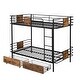 preview thumbnail 7 of 5, Black Twin XL over Twin XL Metal Bunk Bed with Drawers