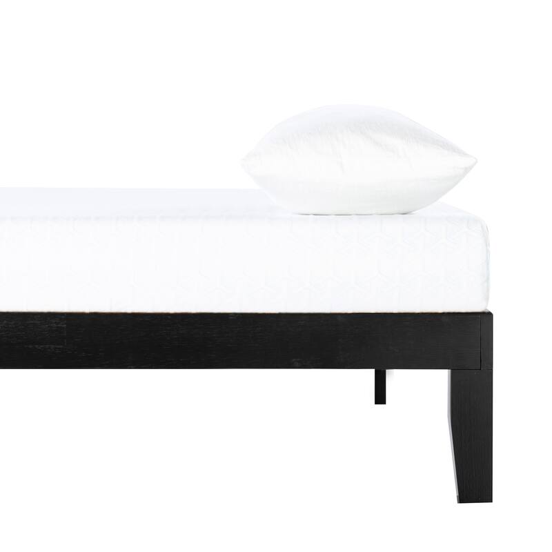 12" Classic Solid Wood Platform Bed Frame - Black - California King