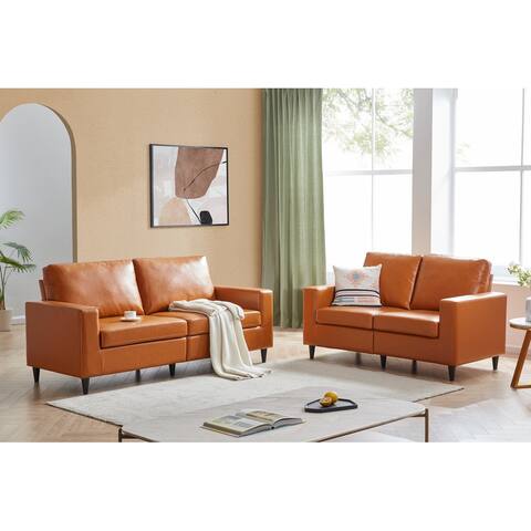2 Piece Sets Modern Sectional Sofa Sets Pu Leather Upholstered Couch (2+3 Seat)