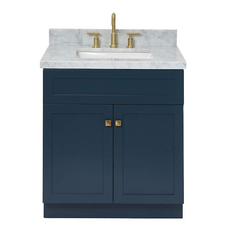 Ariel F031SCWRVO Hamlet 31" Free Standing Single Basin Vanity Set with - Midnight Blue / Carrara White Top - Painted