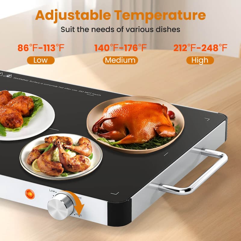 Costway 1/2/3/4PCS 16" x 12" Electric Warming Tray Tempered Glass Food