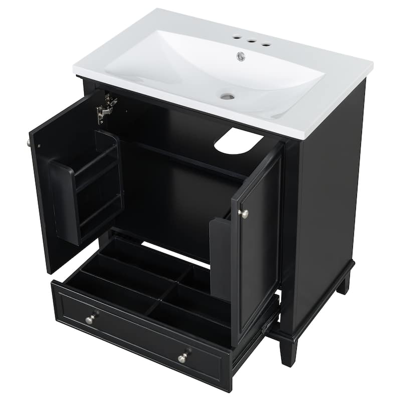 2 Doors 1 Drawer Wooden Bathroom Storage Cabinet with Sink Combo