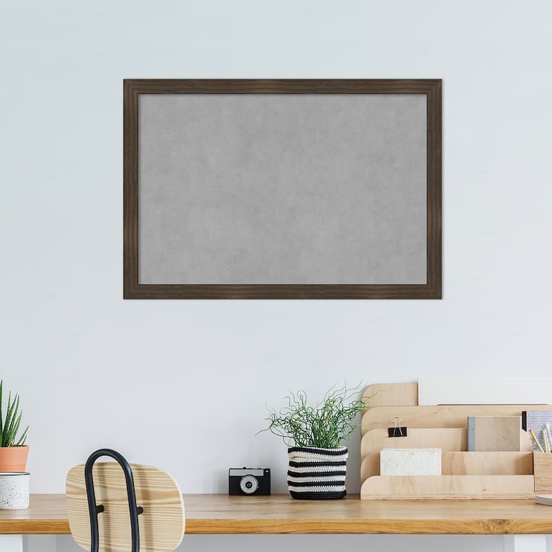 Amanti Art Woodgrain Stripe Chocolate Framed Magnetic Board