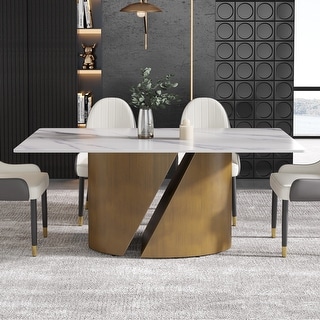 71" Marble Dining Room Table Sintered Stone Table Top for Kitchen with ...