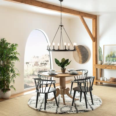 SAFAVIEH Sylvania Round 8-Light Chandelier - 34" x 34" x 33.5-105.5"