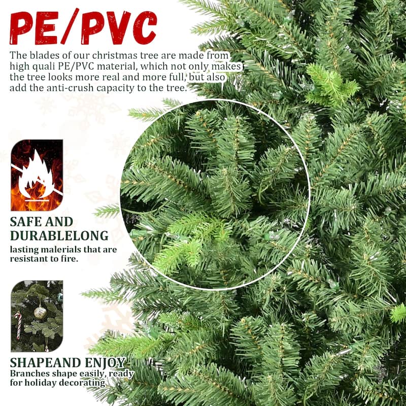 5FT Classic Christmas Tree with 967 PE+PVC Tips - Realistic Hinged Branches,Stable Metal Stand, Full Natural Look