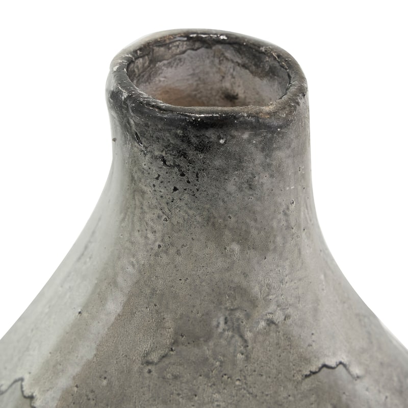 Gray Paper Mache Marble Inspired Vase with Cutout Handle