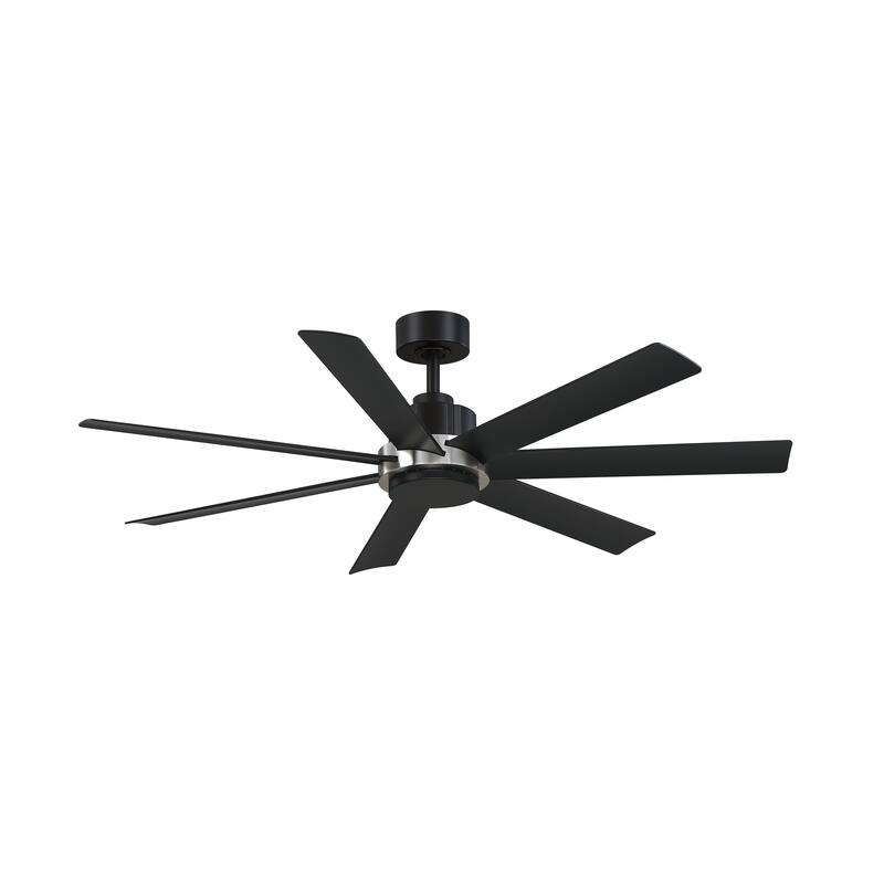 Pendry 56 inch Indoor/Outdoor Ceiling Fan - Black with Brushed Nickel Accent