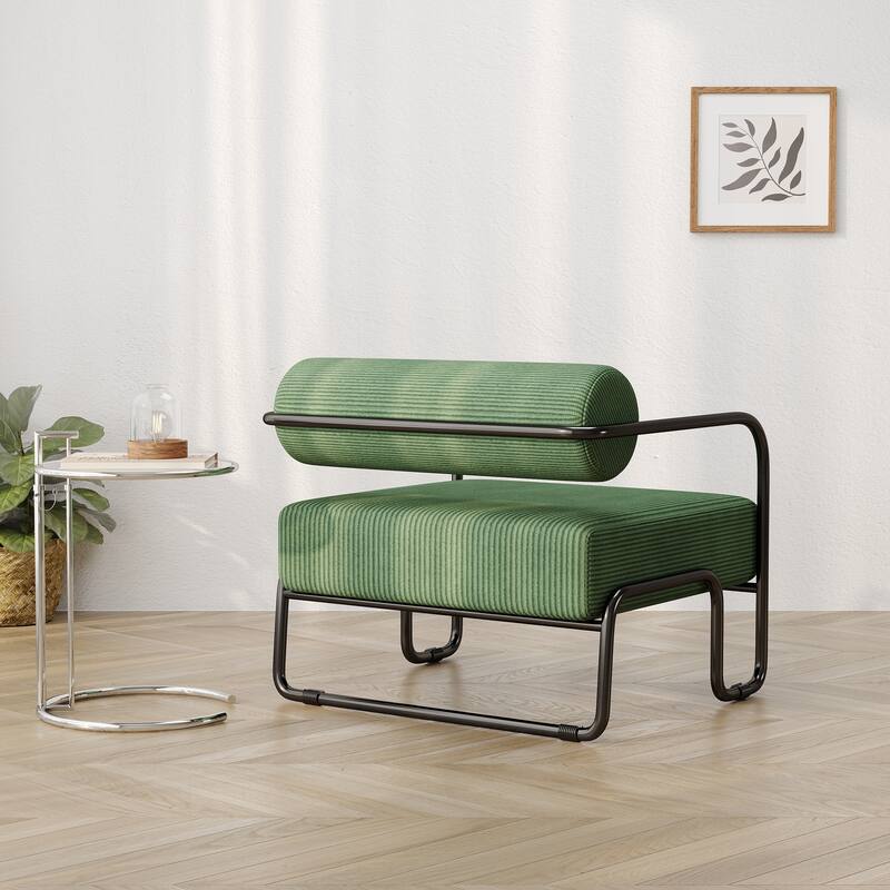 Living Room Iron Accent Chair,Corduroy Upholstered Arm Chair