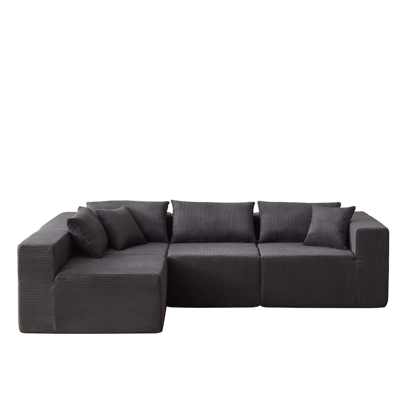 104-Inch Corduroy Modular L Shaped Sectional Sofa,Upholstered Indoor Furniture,Foam-Filled Compressed Sofa,4 PC Free Combination