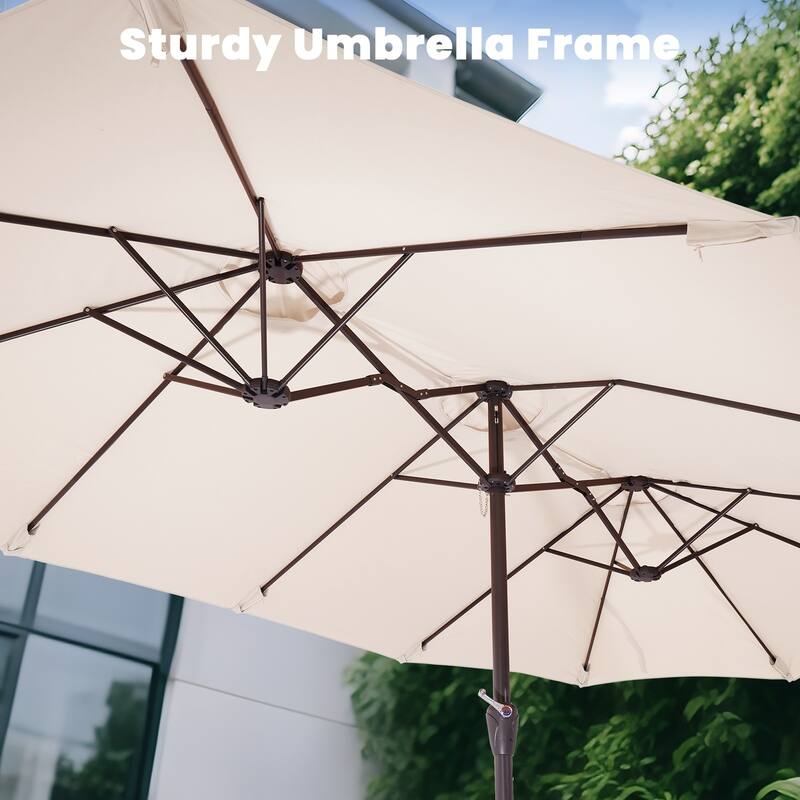 15ft Steel Navy No Tilt Market Patio Umbrella without Base