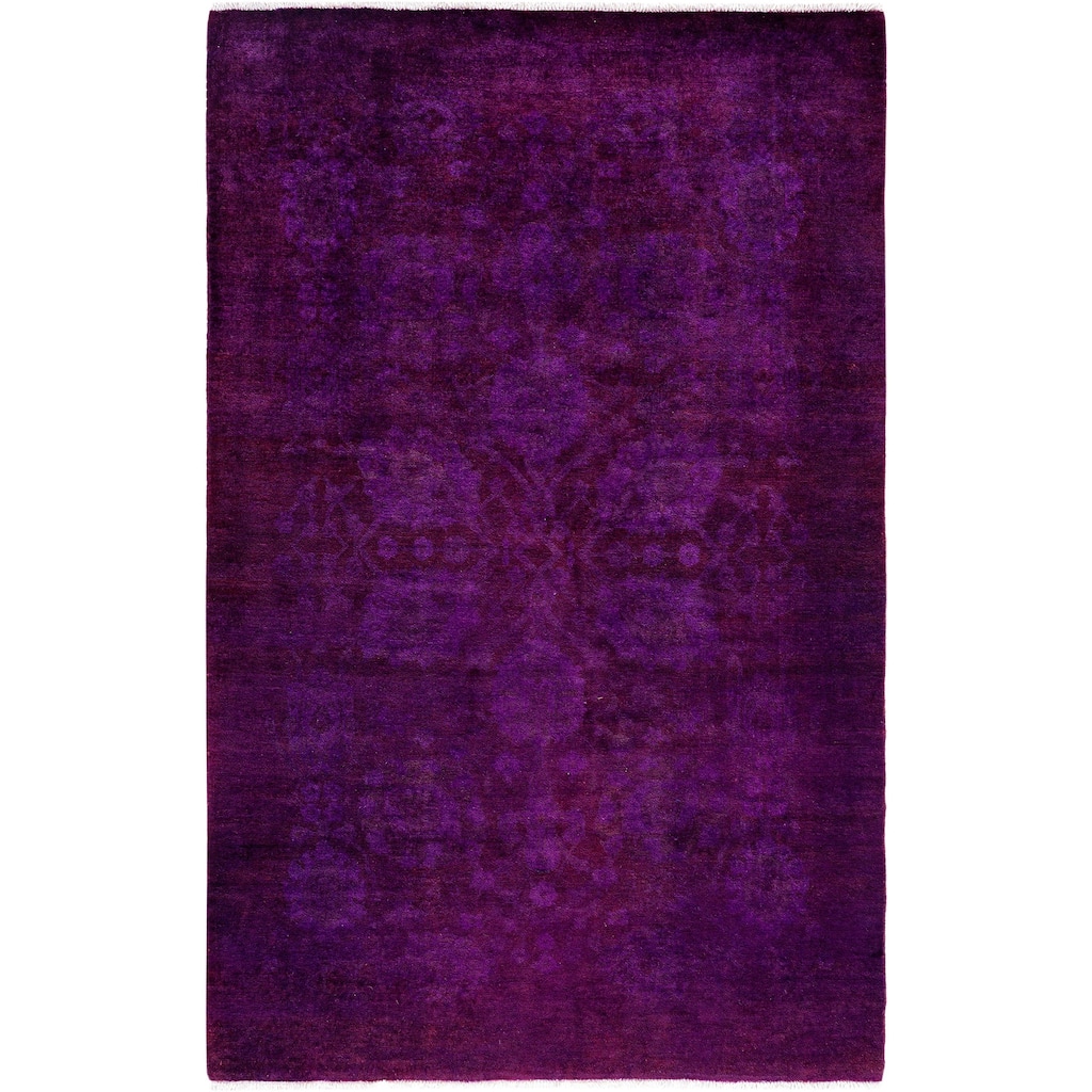 Overdyed One-of-a-Kind Hand-Knotted Area Rug - Purple - 4' 0" x 6' 4"