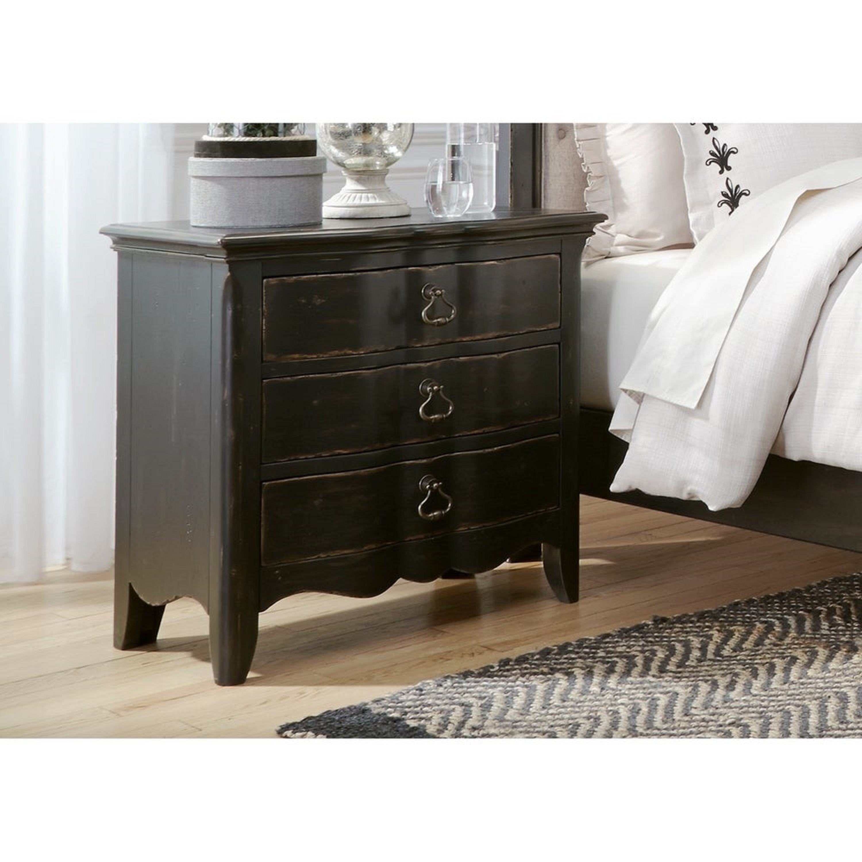 Black wire outlet nightstand