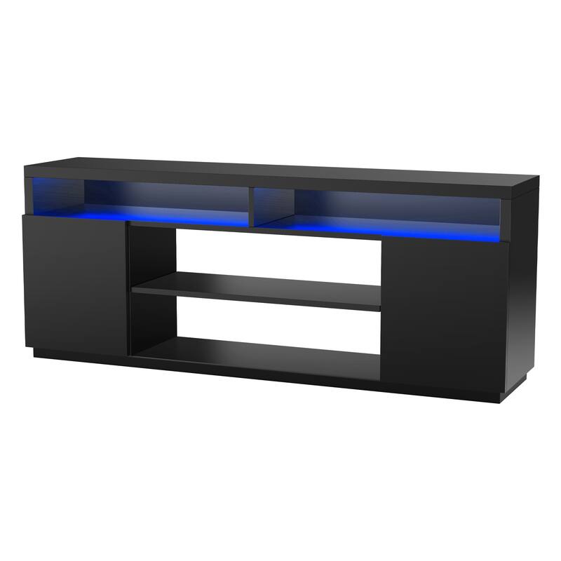68" Modern Black Rectangular RGB LED TV Stand Media Console for up to 75" TV