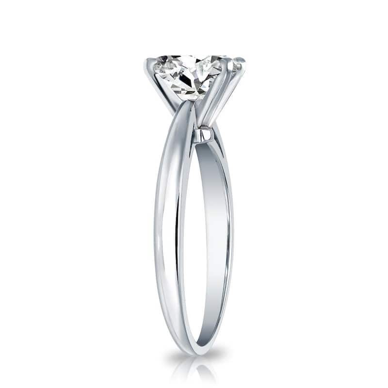 Auriya 14k Gold 1/2ctw Oval-cut Solitaire Diamond Engagement Ring (H-I, I1-I2)