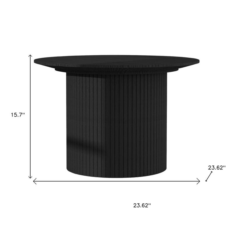 HomeRoots 24" Black Wood Round Pedestal Coffee Table - 23.62 in. x 15.75 in. x 23.62 in.