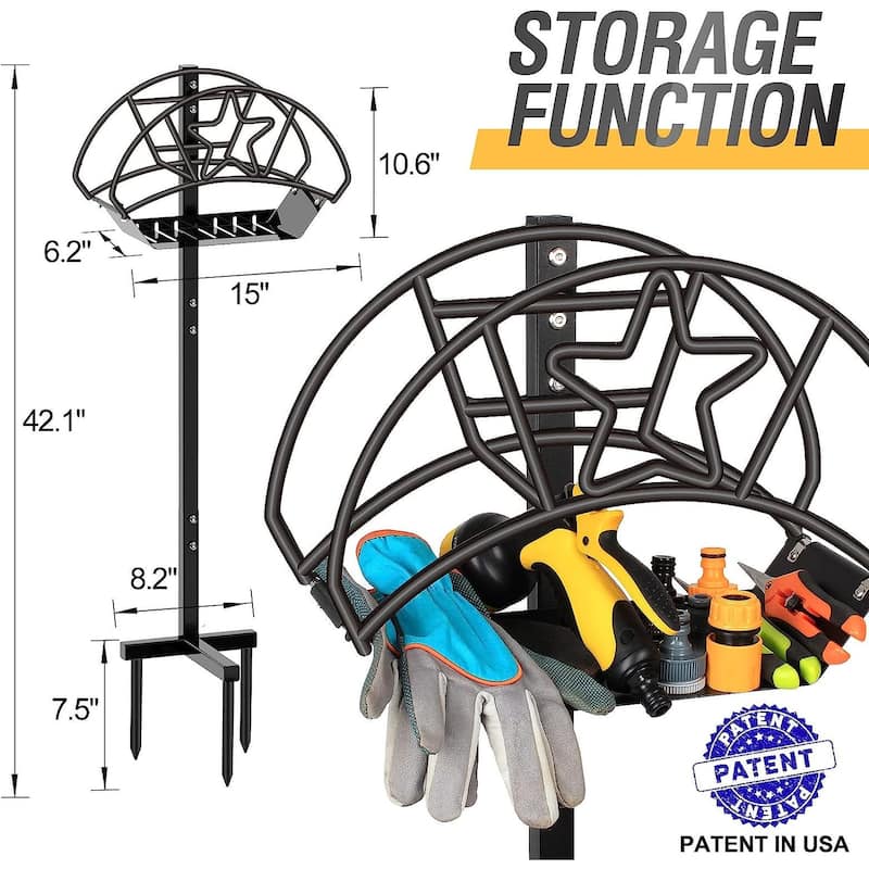 WaLensee Garden Hose Holder Freestanding Water Hose Hanger Decorative Hose Reel for Garden Yard