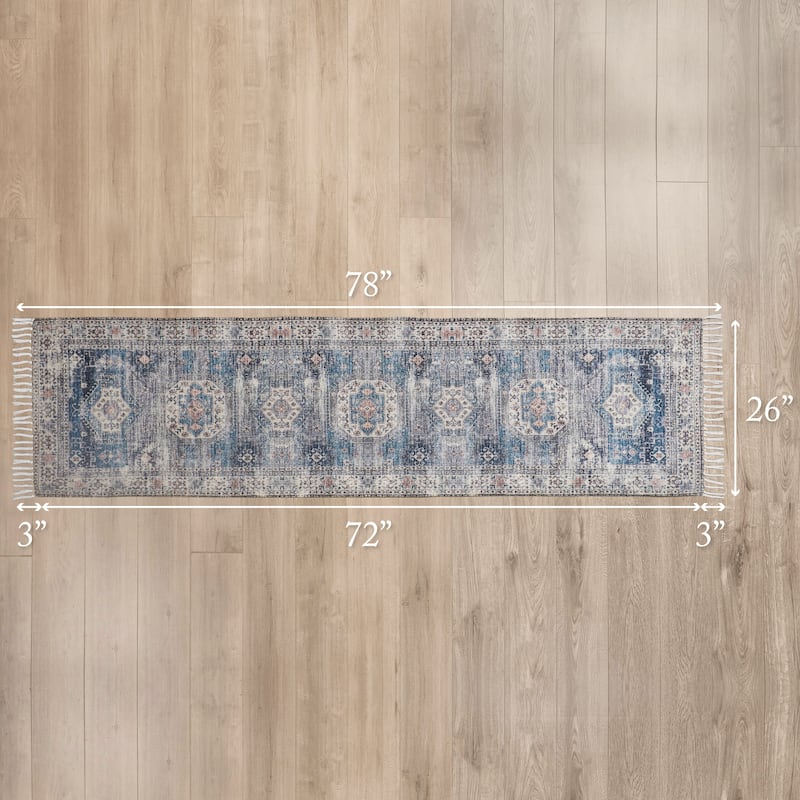 Jessica Simpson Machine Washable, Slip Resistant Accent and Runner Rugs with Fringe