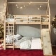preview thumbnail 1 of 7, House-Shaped Bed with Safety Guardrails, Twin over Queen Bunk Bed with Climbing Nets and Ramp For Boys and Girls, Natural Natural - Twin