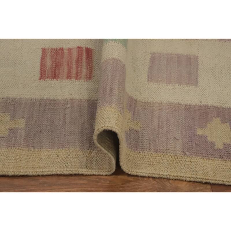 Hand Woven Oriental 100% Wool Carpet Southwestern Tribal Purples Kilim Area Rug - 10' 0'' X 8' 2''