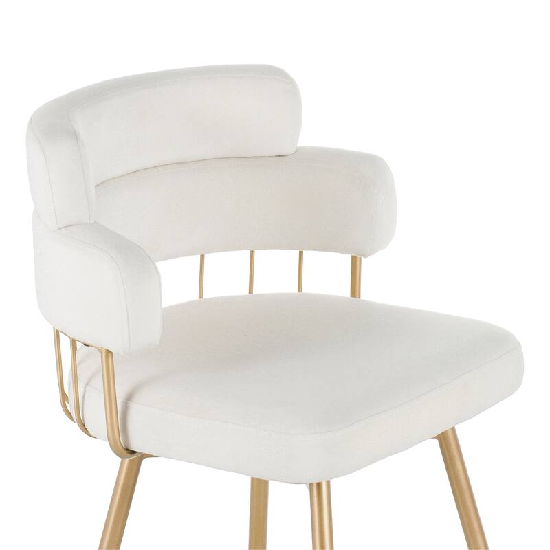 Swivel Counter Stool with Glide Foot Pads, Auto-Return Bar Stool with Tiered Backrest and Bucket Seat